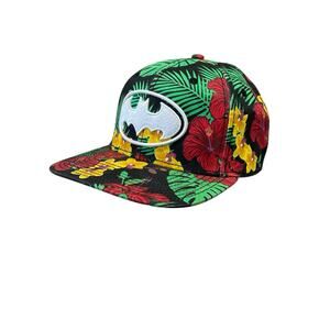 DC Batman Floral Palm Leaves Black Red Green Cap Hat Adjustable Snapback